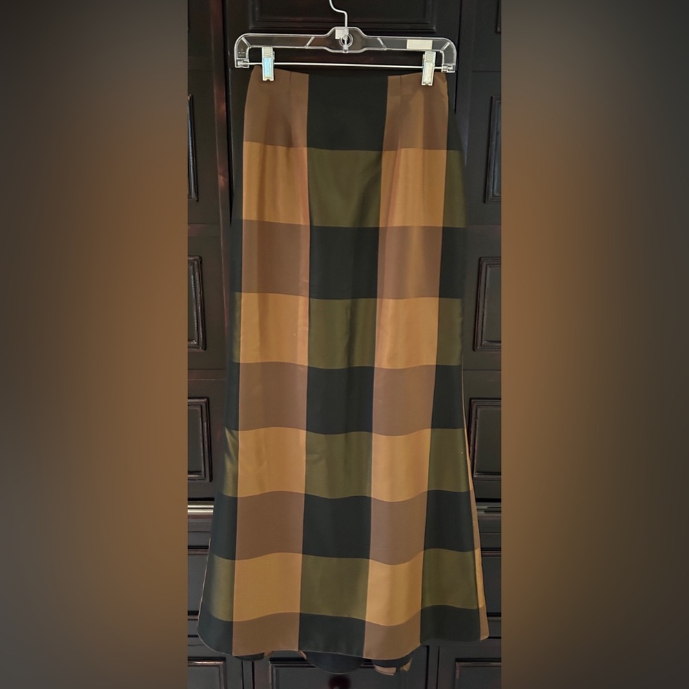 Long fit and flare plaid skirt size 8